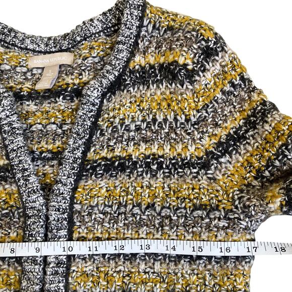 Banana Republic Sz S Chartreuse Tweed Sweater Cardigan Jacket Chunky Knit Glam - Picture 14 of 16